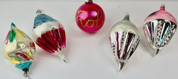 Vintage Mercury Glass Painted Christmas Ornaments (5)