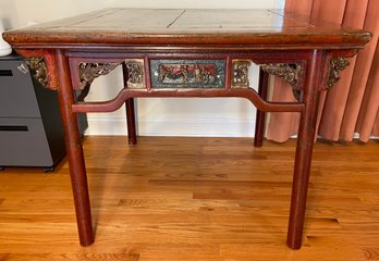 Antique Chinese Table With Intricate Hand-carvings