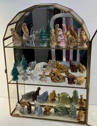 Glass Show Case Filled With Wade Animals