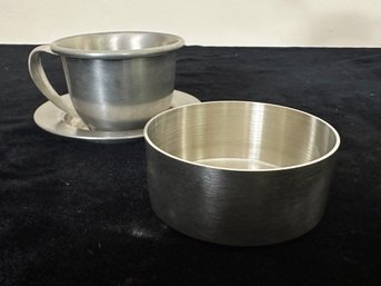 Woodbury Pewter Cup And Bowl Set