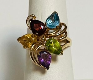 GORGEOUS 14K GOLD MULTI GEMSTONE RING