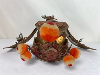 Vintage Chinese Dragon Headdress Helmet - Orange Decorations