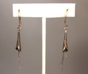 Elongated Sterling Silver Lily Pierced Earrings