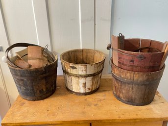 Lot Of Wood Buckets And Pieces