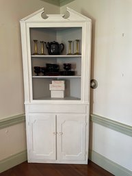 Painted White, Vintage Corner Cabinet. 1 Of 2, Left.