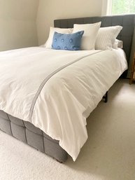 Tufted Back Queen Size Bed Frame With Posturepedic Caversham Plush Euro Top Mattress