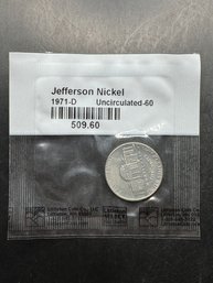 1971-D Uncirculated Jefferson Nickel In Littleton Package