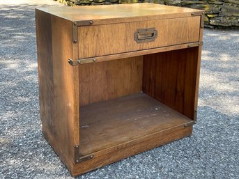 A Vintage Mid Century Modern Nightstand Or End Table In Campaign Style