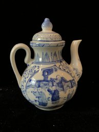 Blue And White Painted Tea Pot