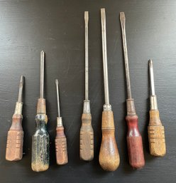 Lot Of 6 Antique Hand Made Screw Drivers