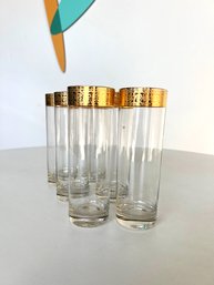 Lot If Six - Tom Collins Gold Band Highball Glasses