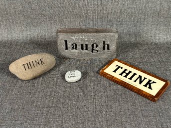 Inspirational Stones & Plaque: Think, Laugh & More