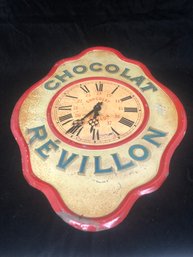 Vintage Tolework Chocolate Advertising Clock From France