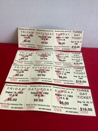 Woodstock Music And Art Fair Three Day Tickets 1969