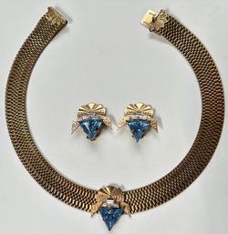 Vintage Art Deco Style Necklace & Clip-On Earrings