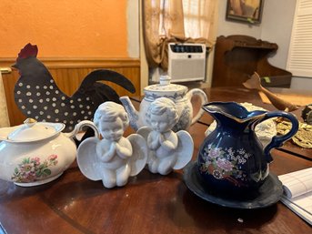 Misc. Lot Includes English Teapot And Metal Rooster