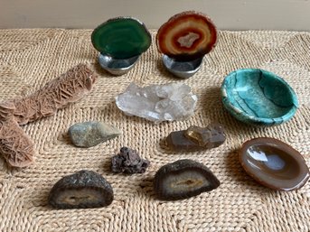 Assorted Set Of Geodes, Crystals And Coral - Bowls, Candle Votives