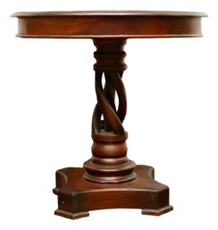 Mahogany  Round  Turned And Twisted  Pesdestal Accent Table $700