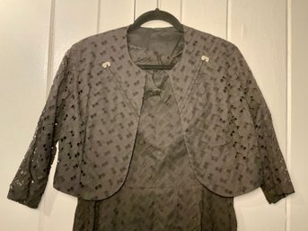 Vintage Black Eyelet Dress With Bolero Jacket (S/M)