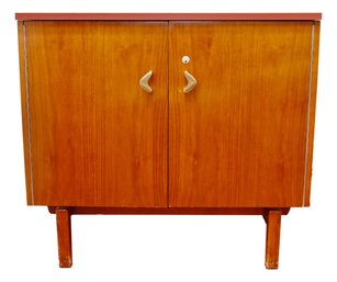 Mid Century Modern Style Swedish Storage Double Door Cabinet With Boomerang Knobs