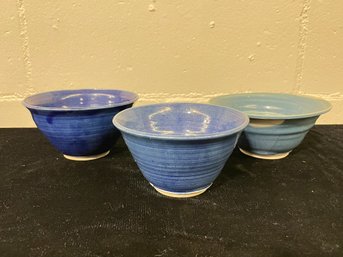 Set Of Three Studio Art Pottery Bowls