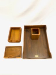 Collection Of Various Wooden Office/trinket Dishes
