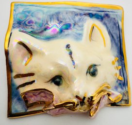 GORGEOUS ARTIST CHOICE ONE OF A KIND SCULPTED CAT BROOCH