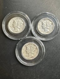 3 Mercury Dimes 1936, 1936-D, 1936-S