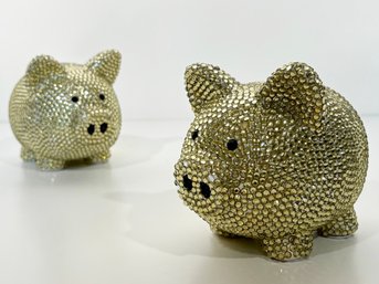 A Pair Of Glam Gold Rhinestone Piggy Banks!