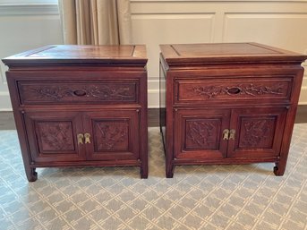 Pair Of Asian Carved Side Tables