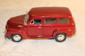 Red Metal GMC Suburban With Doors, Hood And Back Doors That Open, 9.5 Long