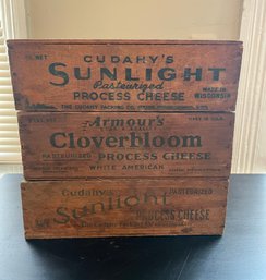 3 Antique Process Cheese Boxes