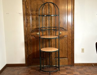 A Fun Bar Rack In Metal With Wood Shelves