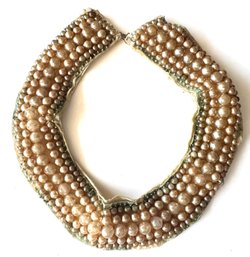 Vintage Faux Pearl Collar Necklace With Silk Lining