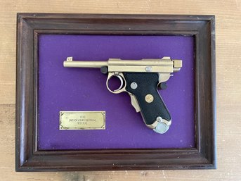 The Japan Ceremonial Pistol SMG GOLD TONED BABY NAMBU PISTOL DISPLAY MODEL