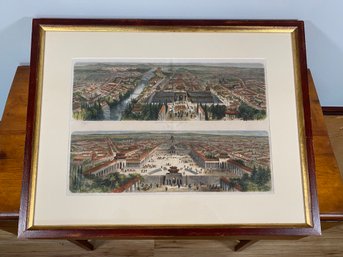 Antique Etching Of Beijing 27x21 Beautifully Matted Framed Behind Glass  Writing Appears Greek