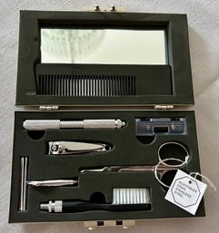 New Old Stock Metal Carrier Rostfreier Stahl Stainless Steel Men's Grooming Set Never Used