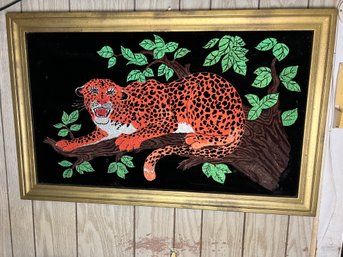 Fierce Cheetah Painting On Black Velvet