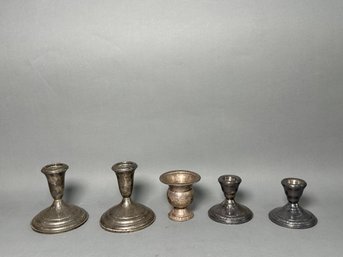Vintage Sterling Silver Candlesticks & Cup, Weighted & Reinforced