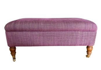 Pink-Purple Upholstered Bench On Casters