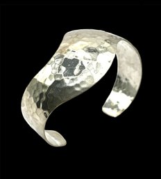 Beautiful Vintage Sterling Silver Hammered Wavy Cuff Bracelet