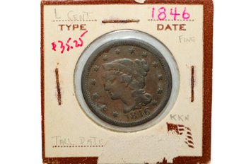 1846 Large One Cent U.s. Coin