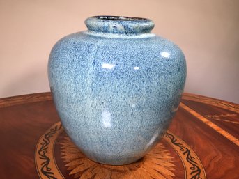 Very Nice Large Pottery Urn / Vase - Very Nice Glaze - Gray / Blue - Very Good Looking Piece - No Damage !