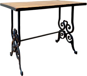 An Antique Cast Iron Based Trestle Bench, Could Be Used As Coffee Table