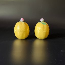 A Pair Of Herend Hand Painted Lemon Boxes