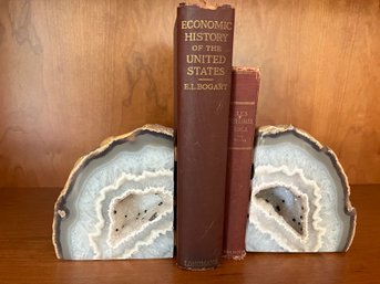 Natural Agate Geode Bookends - 4' Tall - Beige Tones