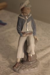 Lladro Boy With Sailboat, 9.5 Tall