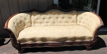 Antique Upholstered Couch Wood Frame