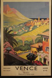 Gorgeous Vintage Travel Poster Of Vence (Close To Nice) By Roger Broders