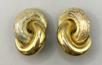 Vintage Dior Gold Tone Interlocking Circles Earrings